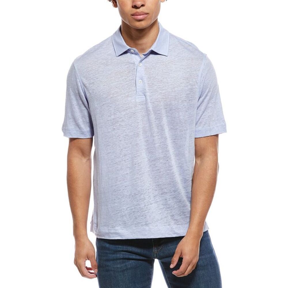 Robert Talbott Mens  Linen Polo Shirt, Blue